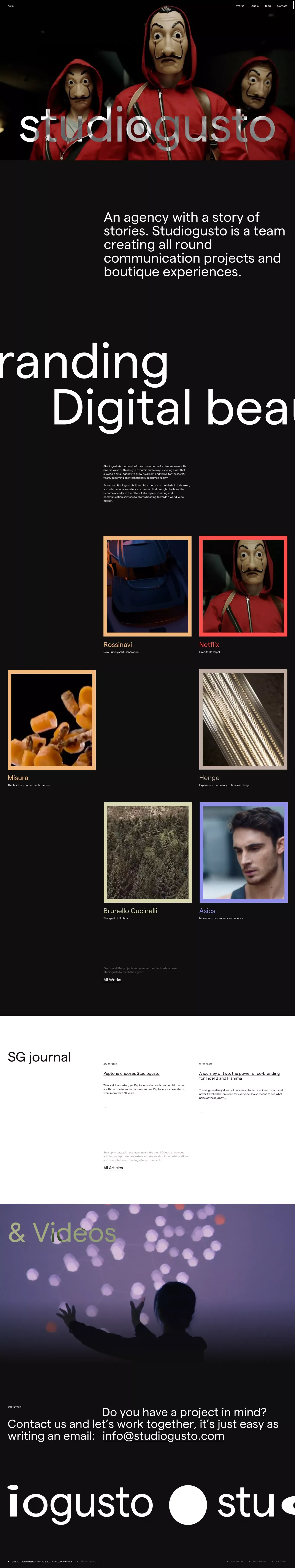 Studiogusto - A Culture–First Creative Agency - Italy / Germany - Portfolio design