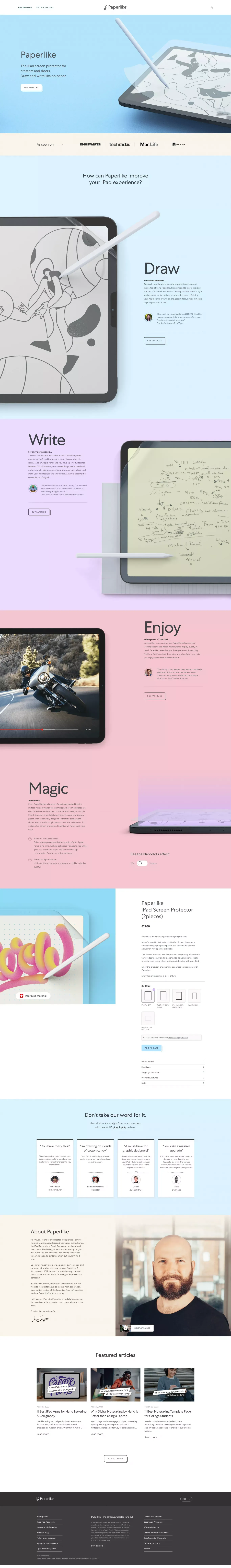 Paperlike | Official Online Store - Landing design