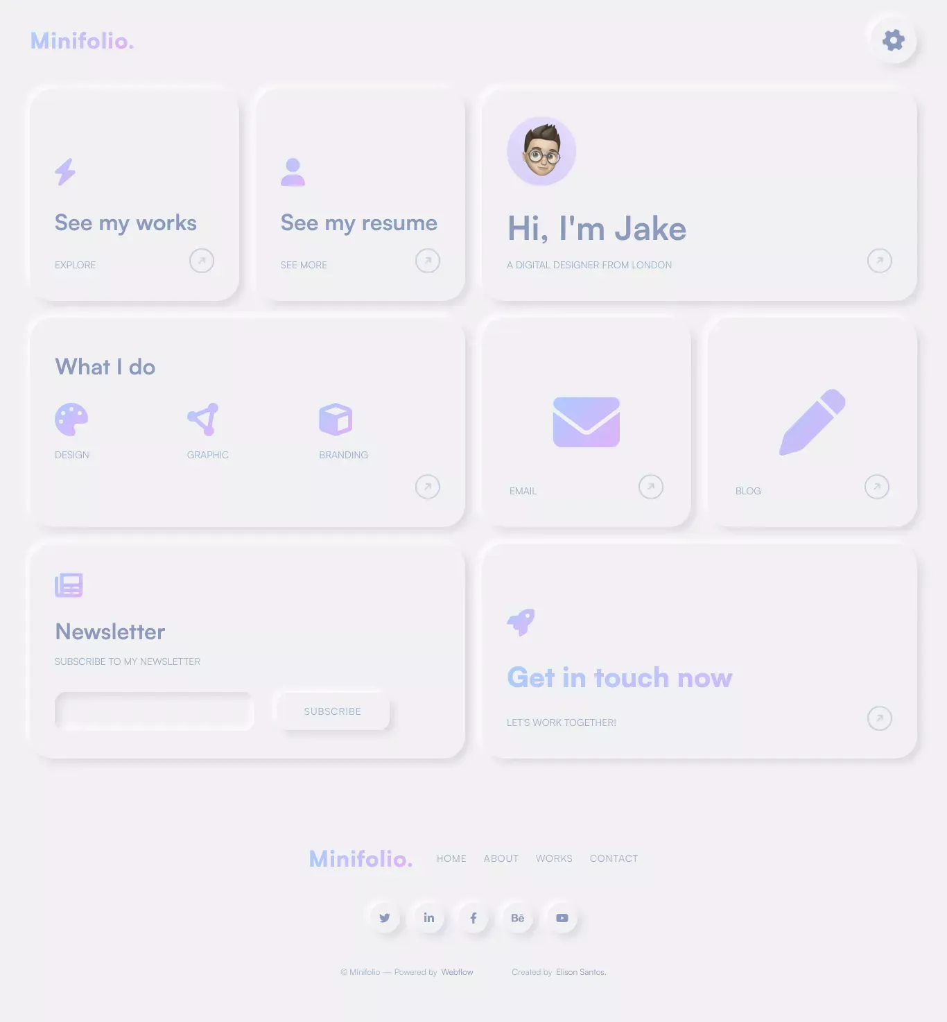 Minifolio - Webflow Ecommerce Website Template - Template design