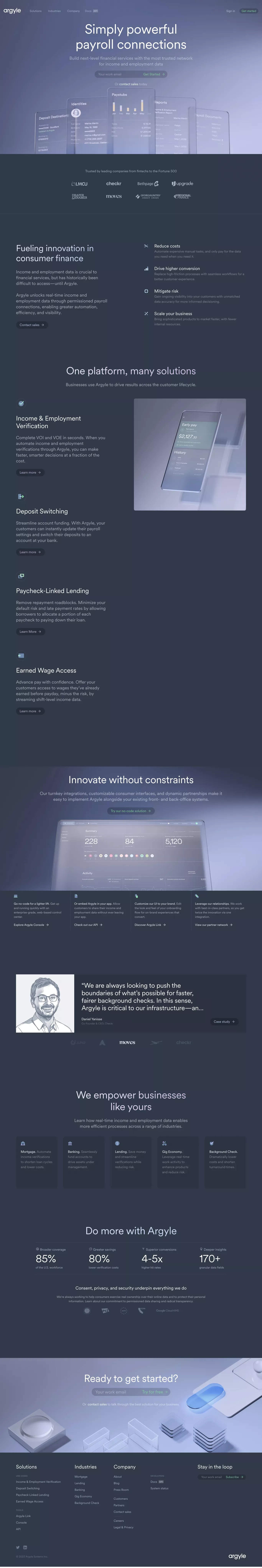 Payroll Connectivity for Modern Financial Services - Landing design
