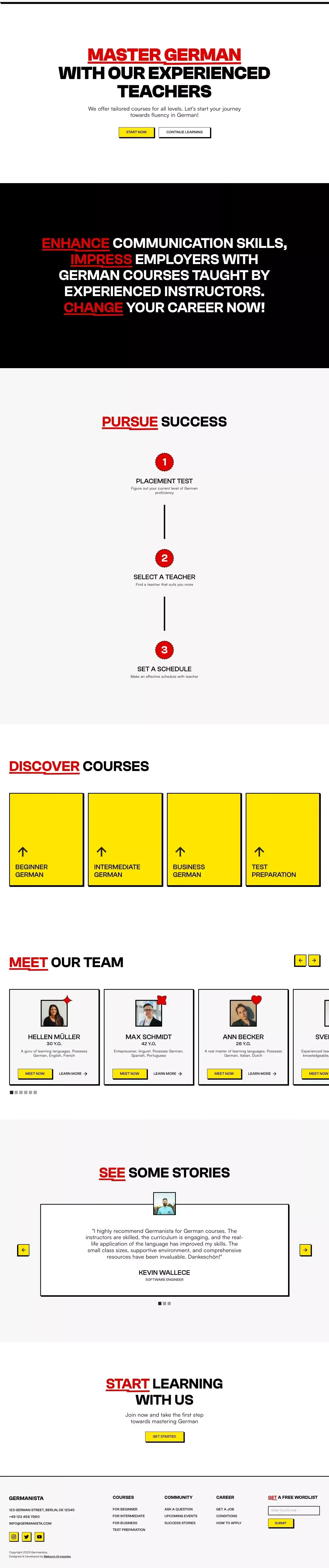 Master German Language | Germanista - Landing design