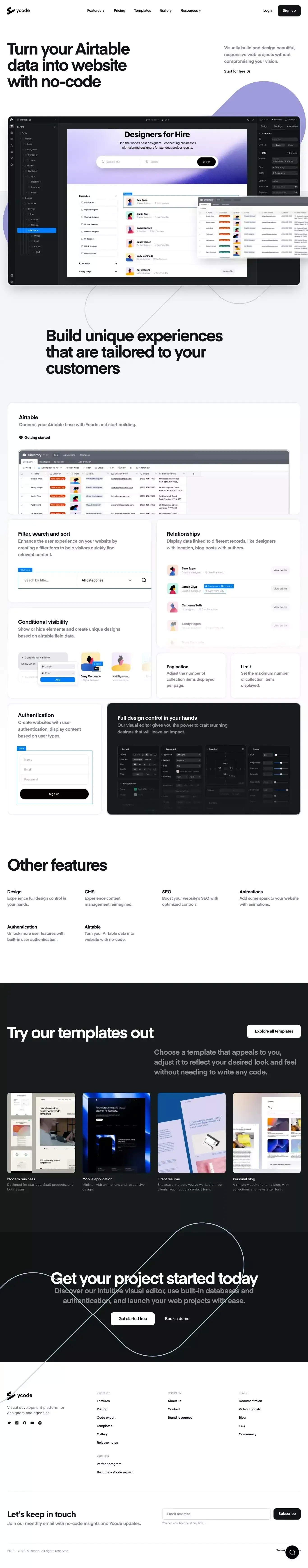 Turn your Airtable data into website with no-code - website design