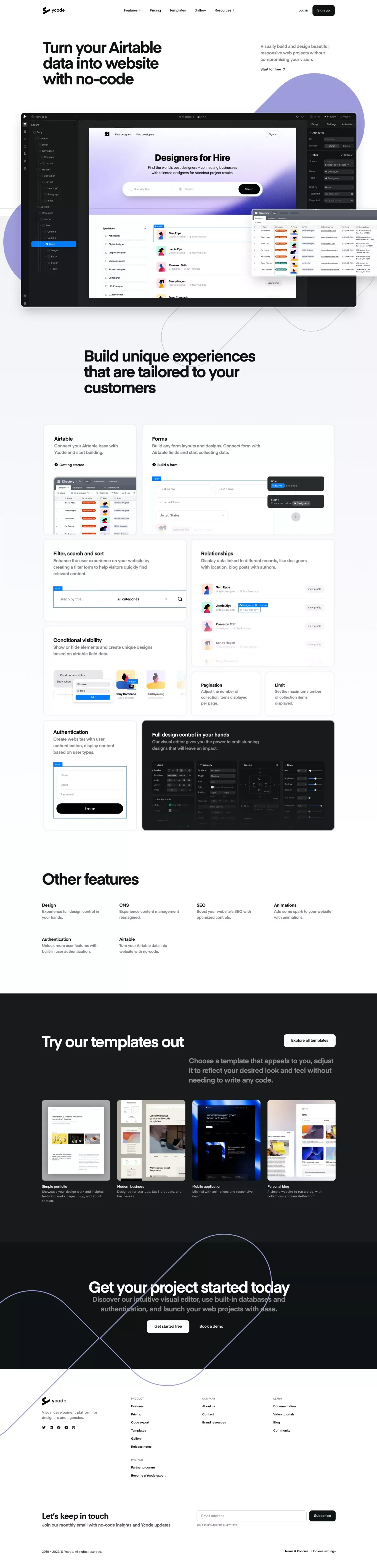 Turn your Airtable data into website with no-code - Landing design