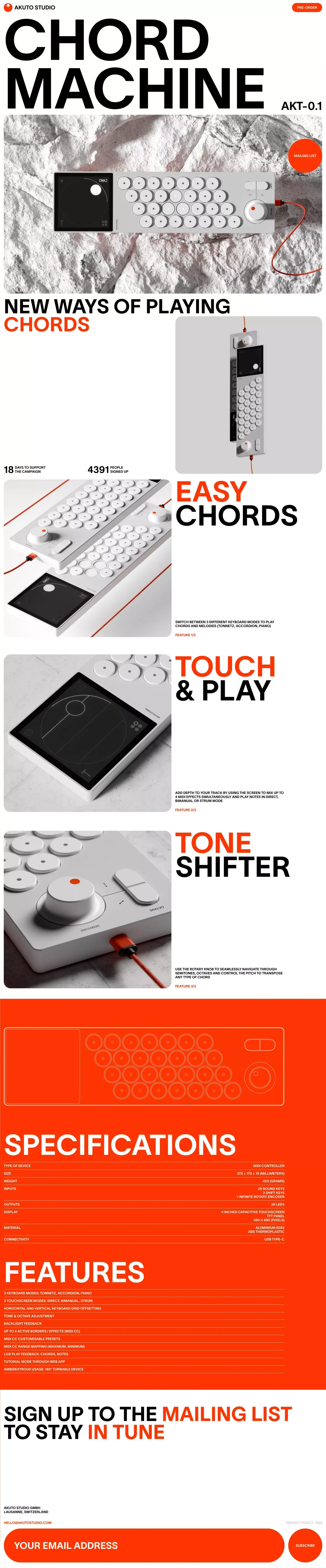 Akuto Studio · Chord Machine AKT-0.1 - Landing design