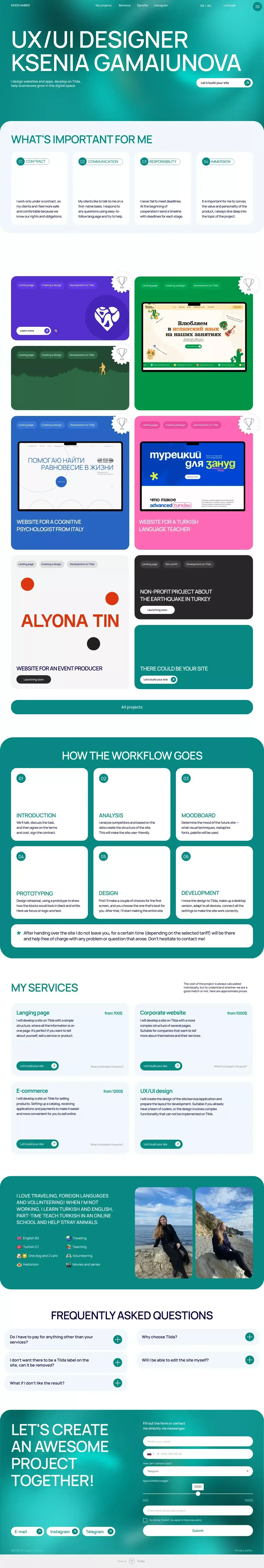 UX/UI designer Ksenia Gamaiunova - Portfolio design