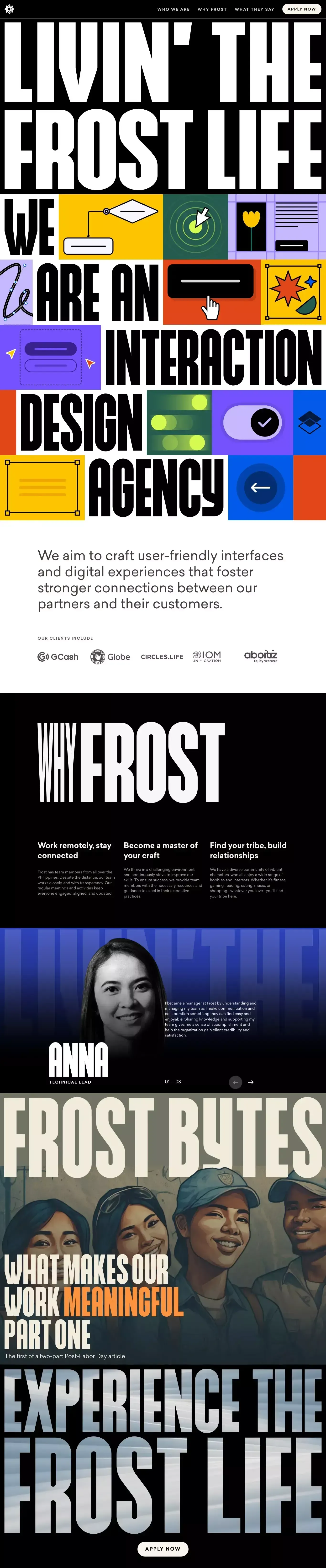 Life at Frost - Portfolio design