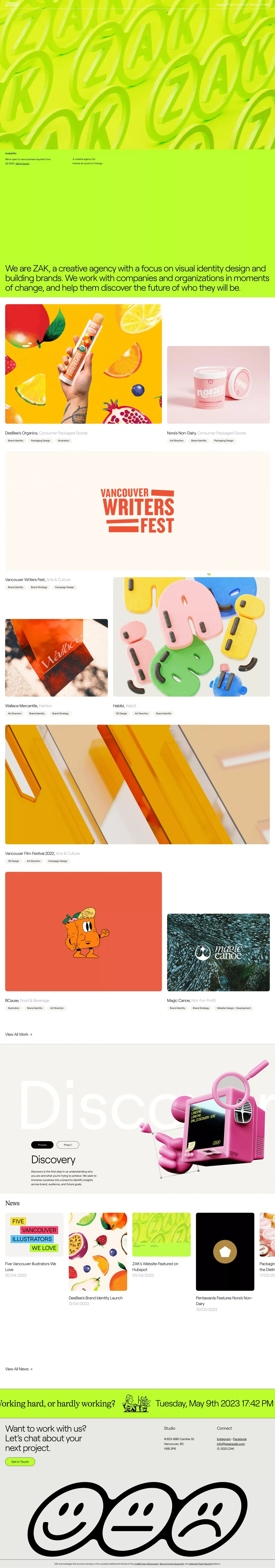 ZAK - Creative Agency - Branding & Visual Identity - Vancouver - Portfolio design