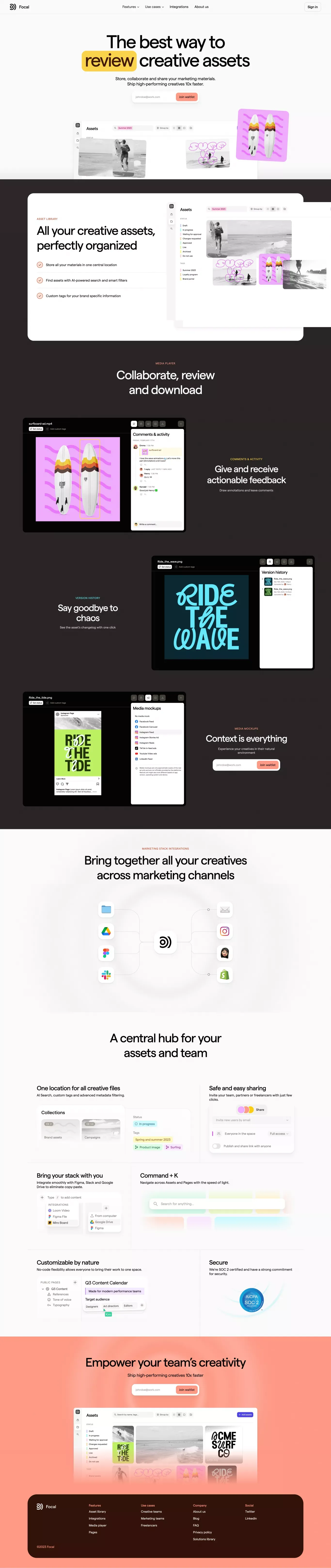 Focal – Ship high-performing creatives 10x faster - Landing design
