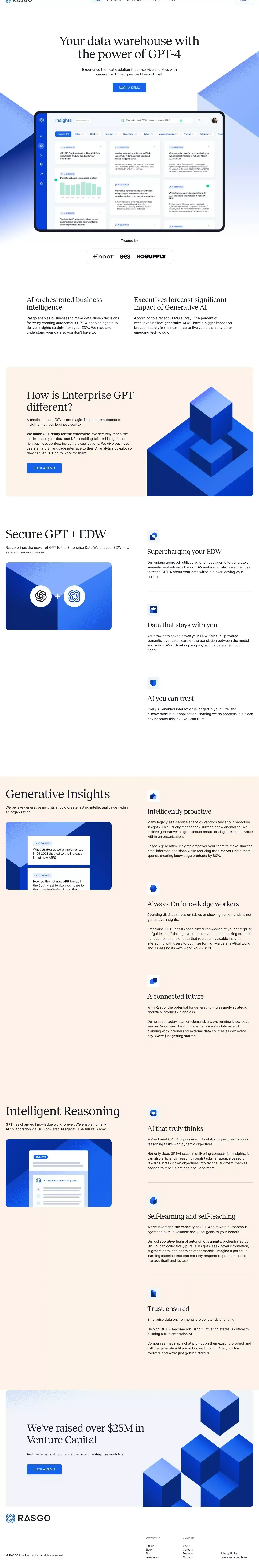 Rasgo - Generative AI for your EDW - website design