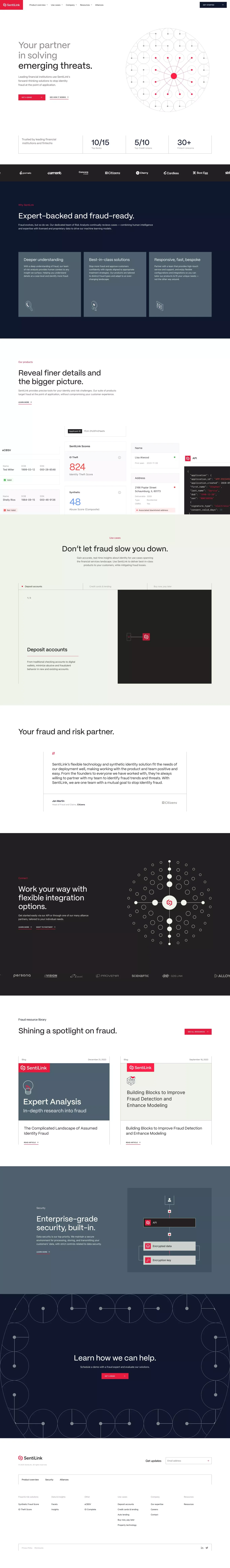 SentiLink | The fraud experts - Landing design