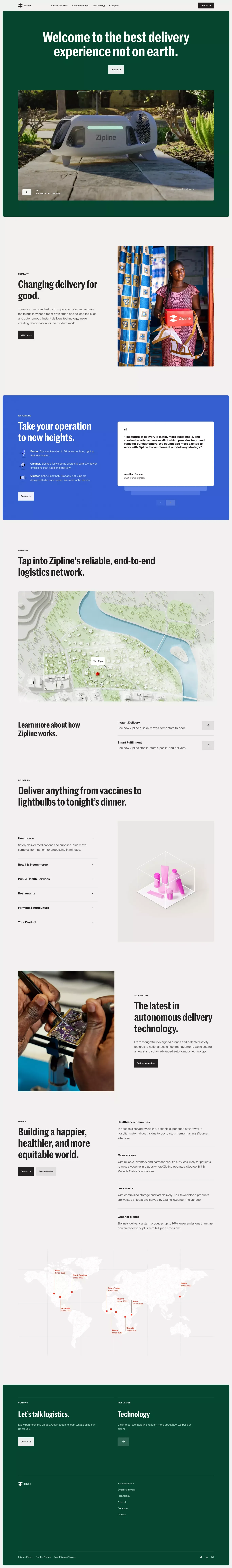 Zipline Instant Delivery & Logistics - Landing design