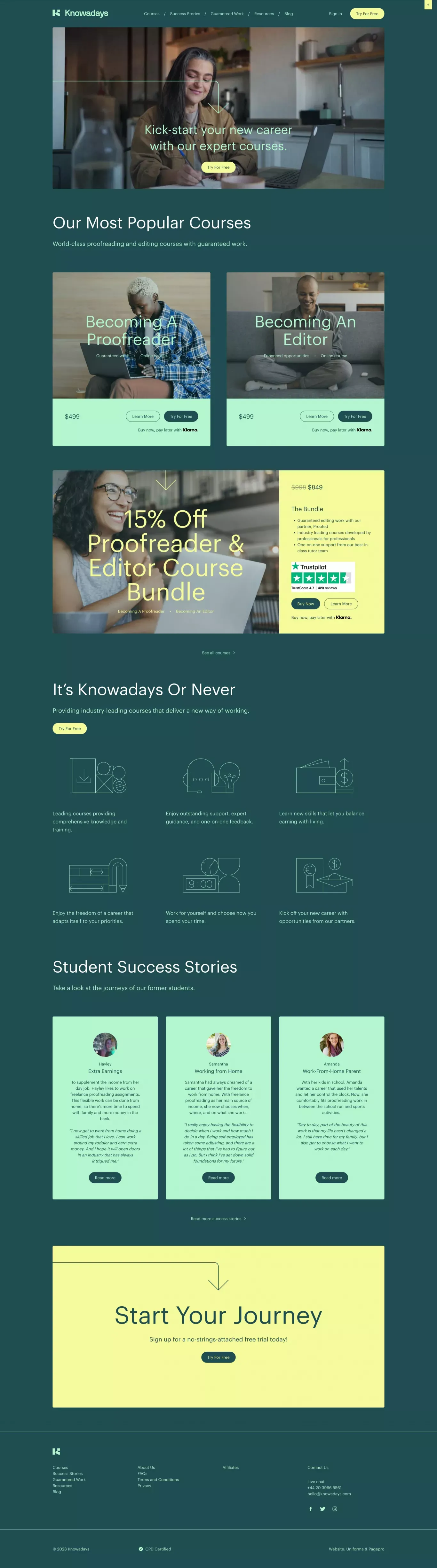 Proofreading & Editing Courses | Guaranteed Work | Knowadays - Landing design