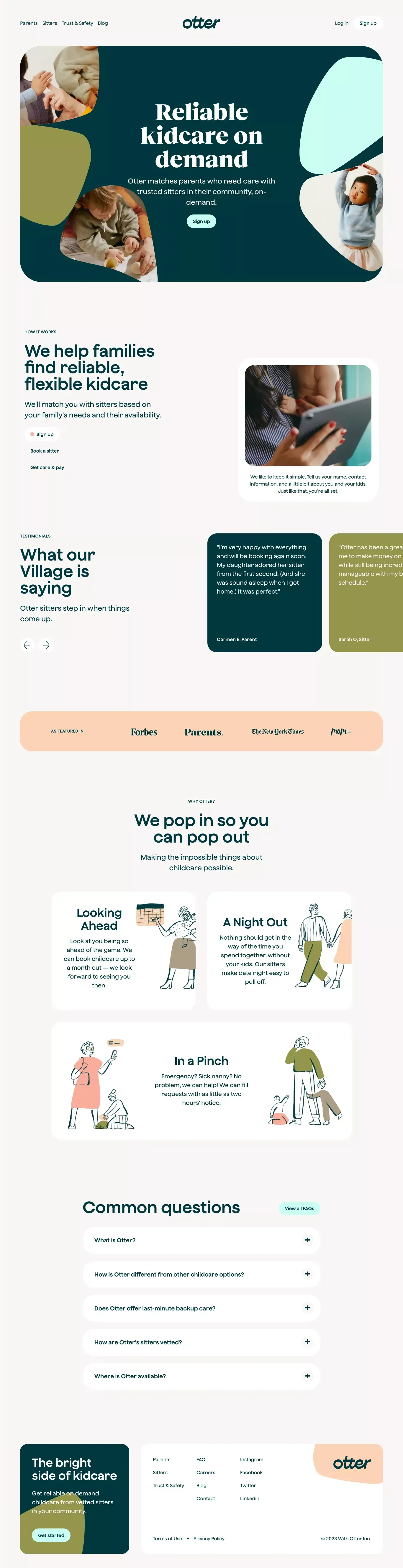 Otter • The Bright Side of Kidcare - Landing design