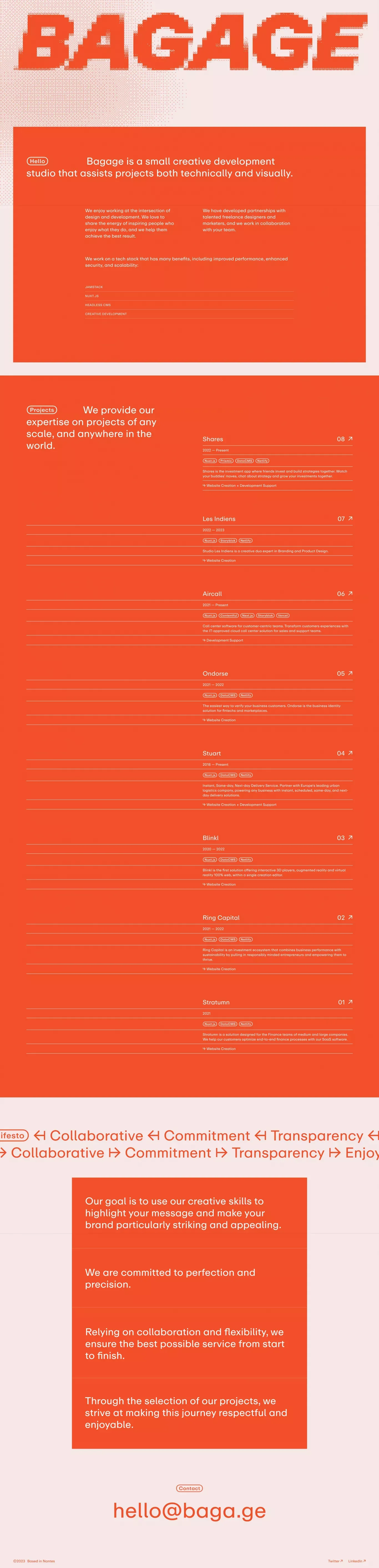 Bagage — Creative development studio - Portfolio design