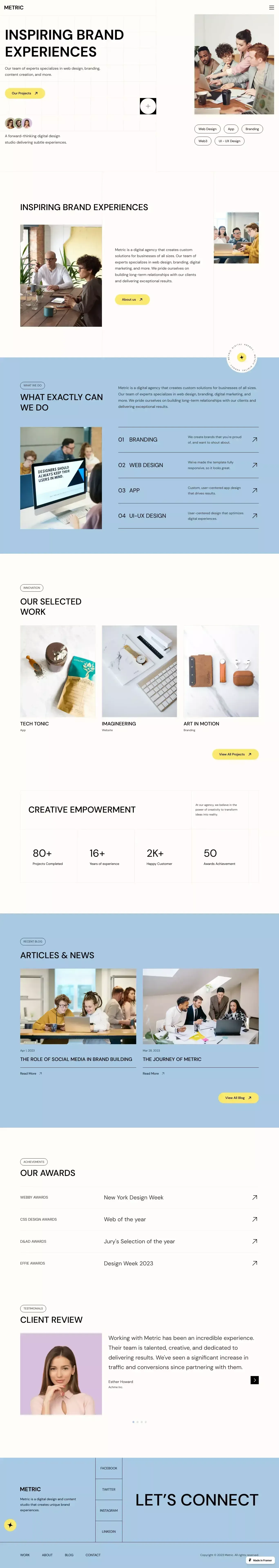 Metric - A Creative Digital Agency Framer Template - website design