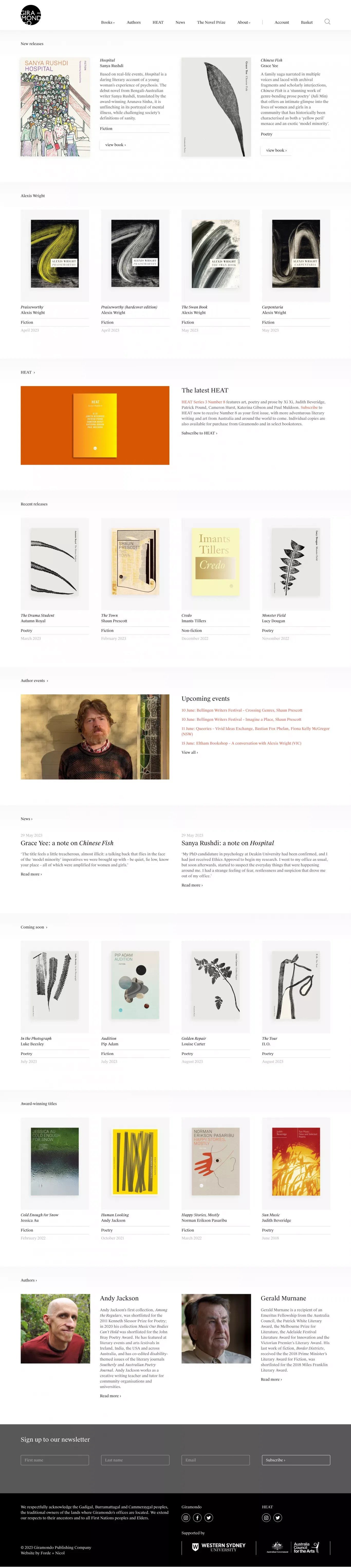 Giramondo Publishing | An Independent Australian Literary Publisher - Ecommerce design
