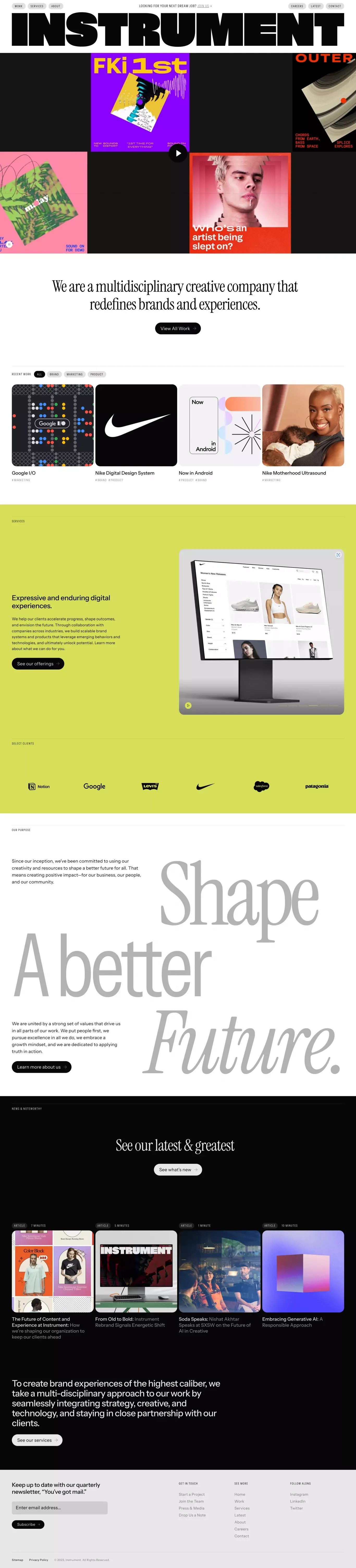 Instrument | Digital marketing, branding and product experiences | Instrument - Portfolio design