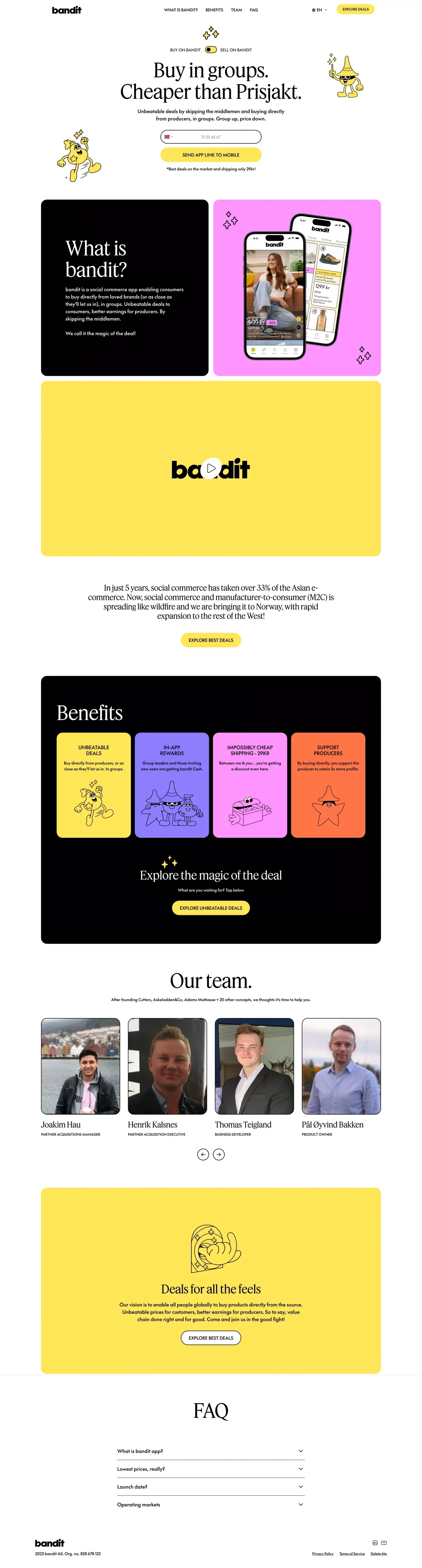 bandit app - website - Landing design