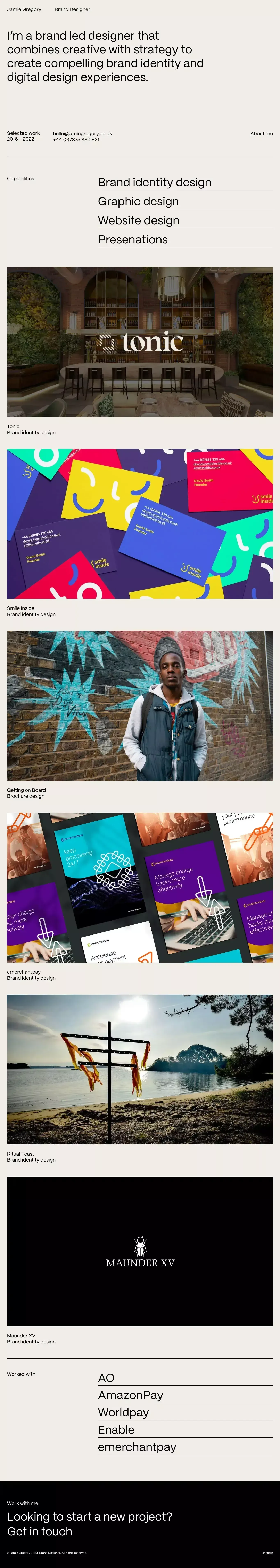 Brand Designer / Jamie Gregory - Portfolio design
