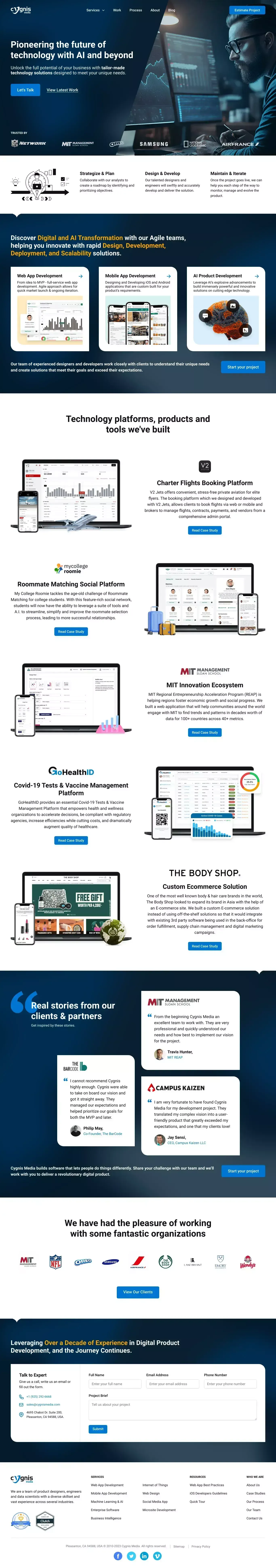 Custom Software, Web, and Mobile App Development Company | Cygnis Media - website design