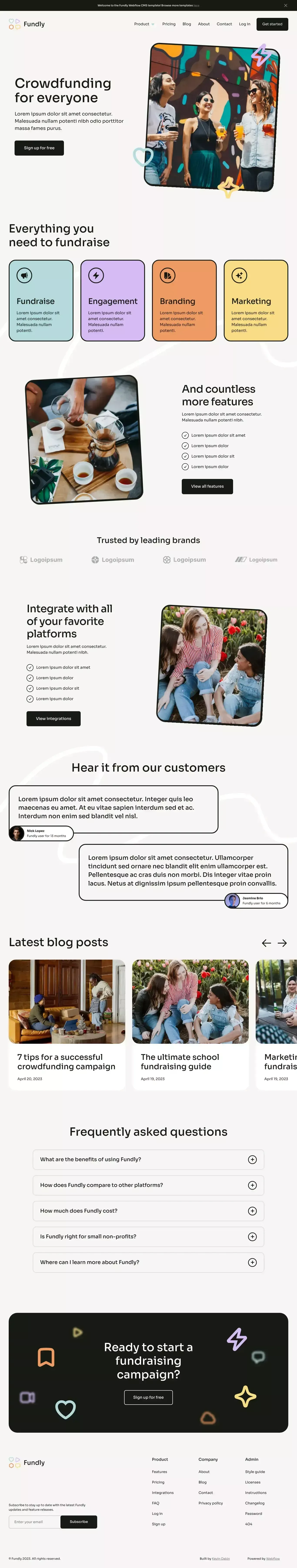 Fundly - Webflow HTML website template - Template design