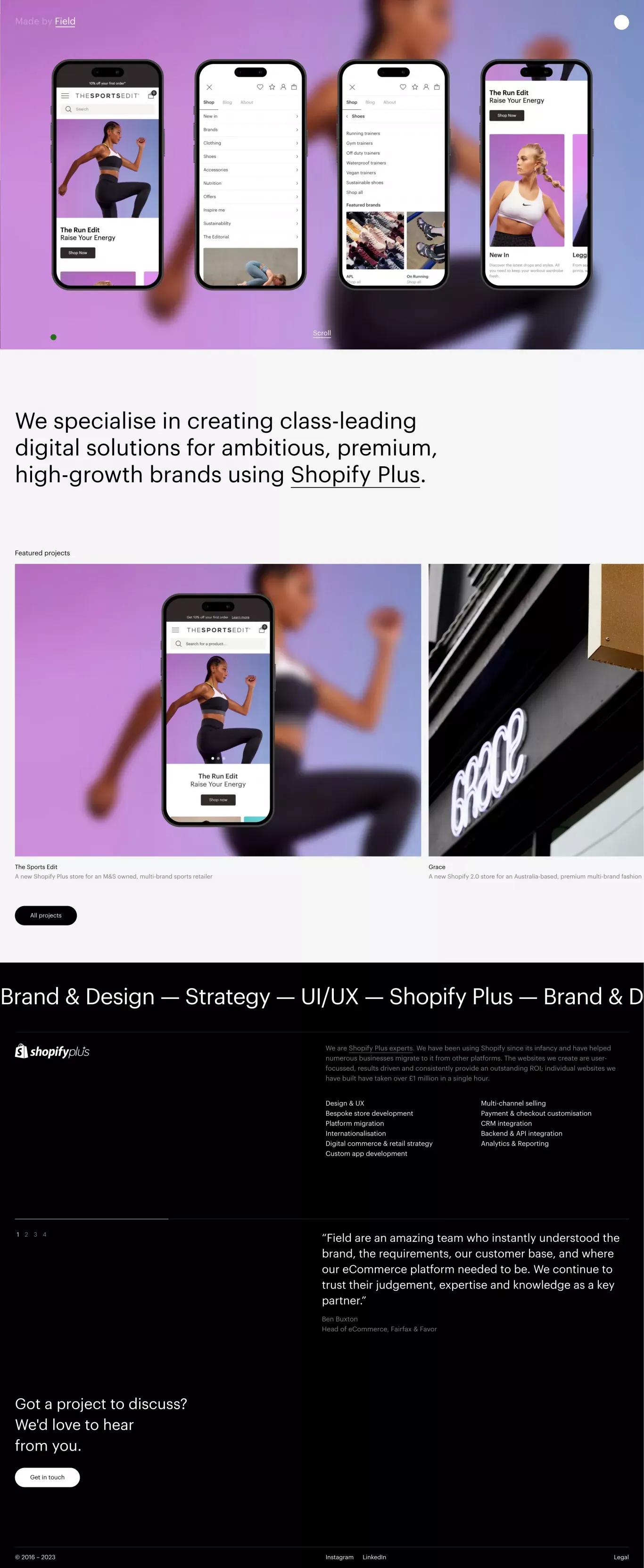 Made by Field | Shopify Plus Agency | Shopify Designers & Developers - Portfolio design