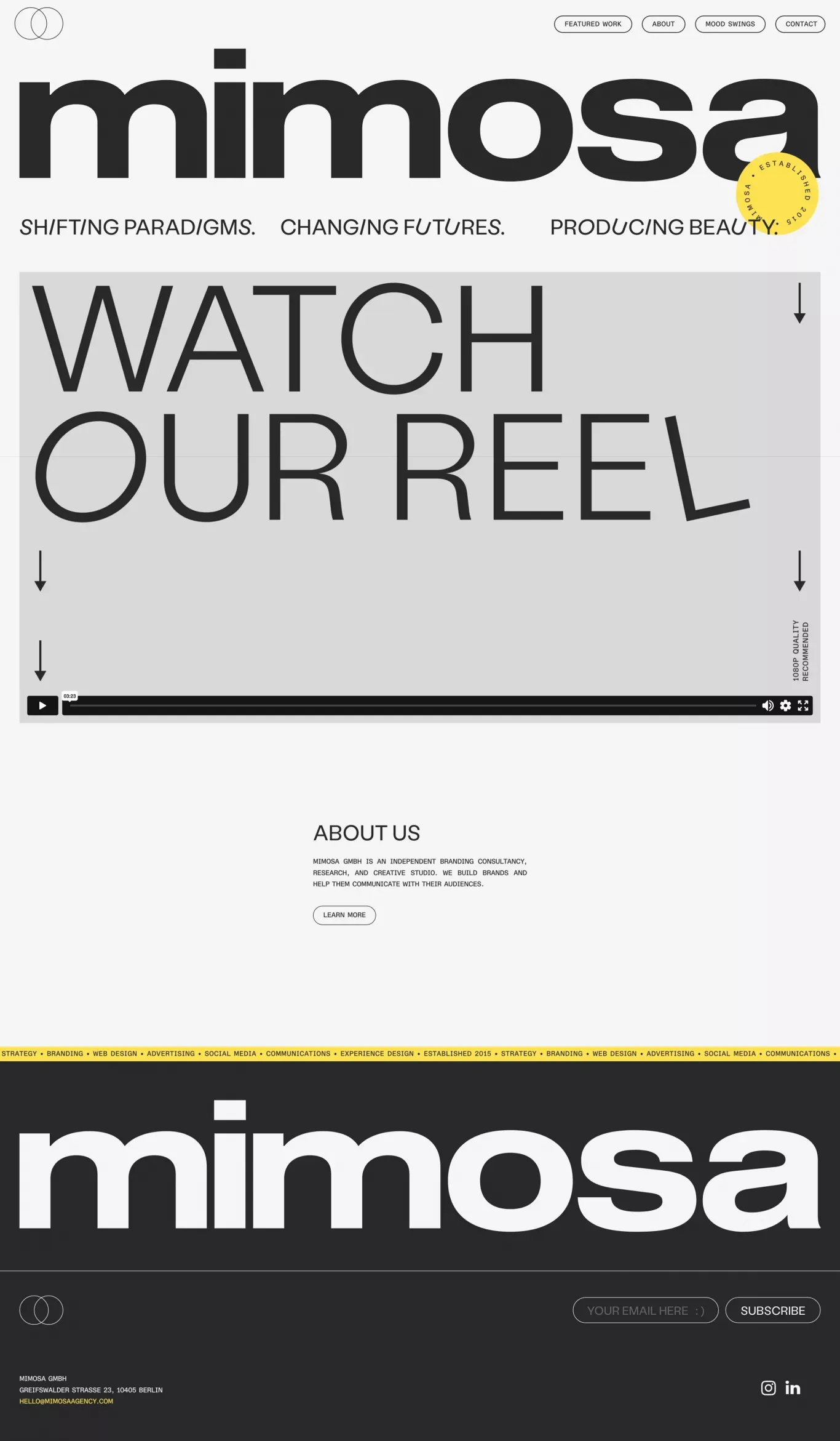 mimosa - Brand consultancy and creative agency - Portfolio design