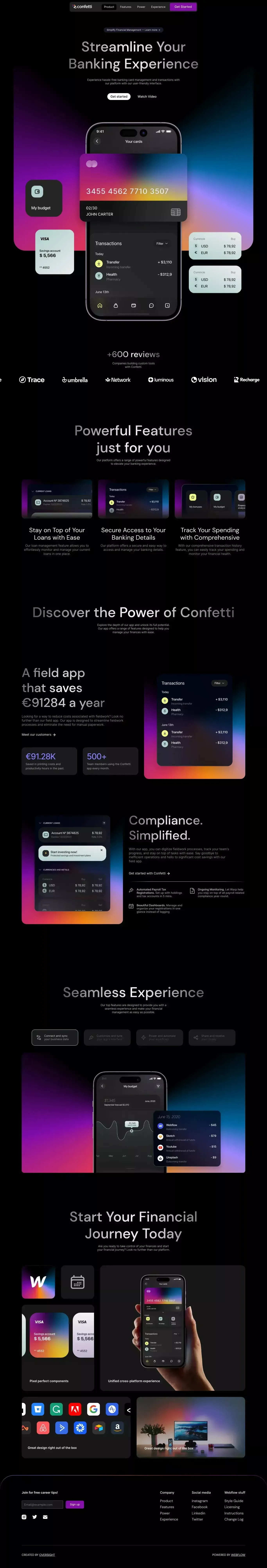 Confetti - Webflow HTML website template - Template design