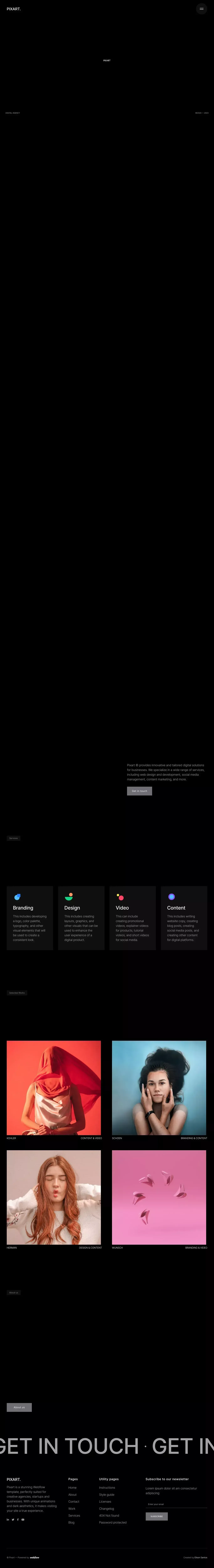 Pixart - Webflow Ecommerce Website Template - Template design