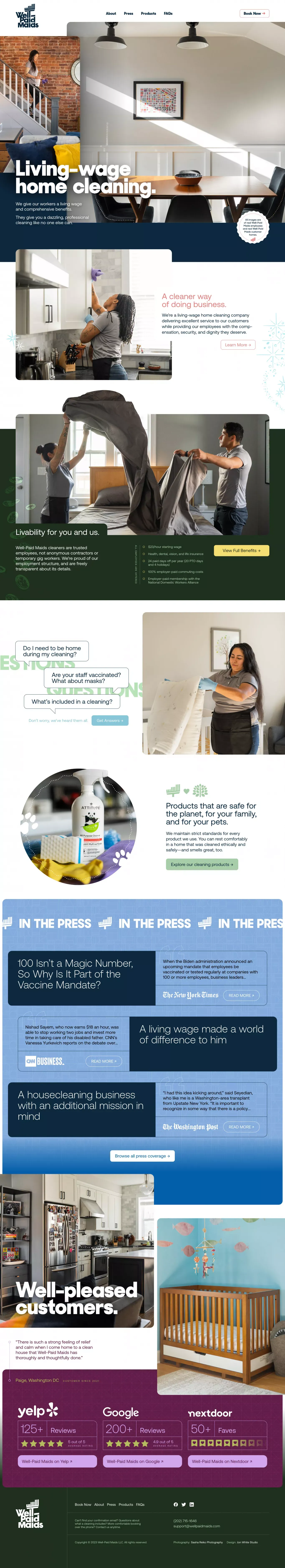 Well-Paid Maids | Living-Wage Home Cleaning - Ecommerce design