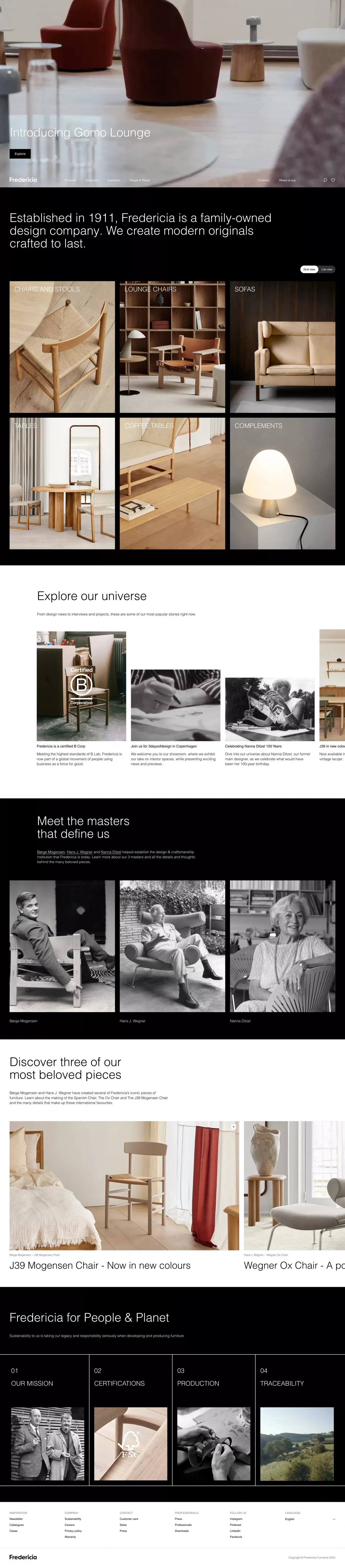 Fredericia Furniture - Modern Originals Crafted To Last - Ecommerce design