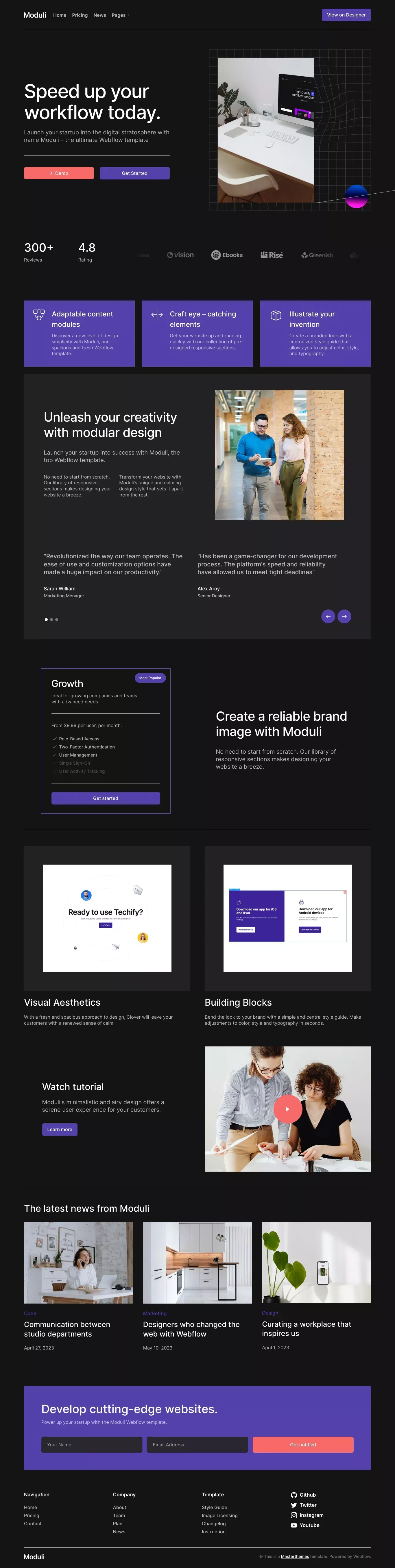 Moduli - Webflow HTML website template - Template design