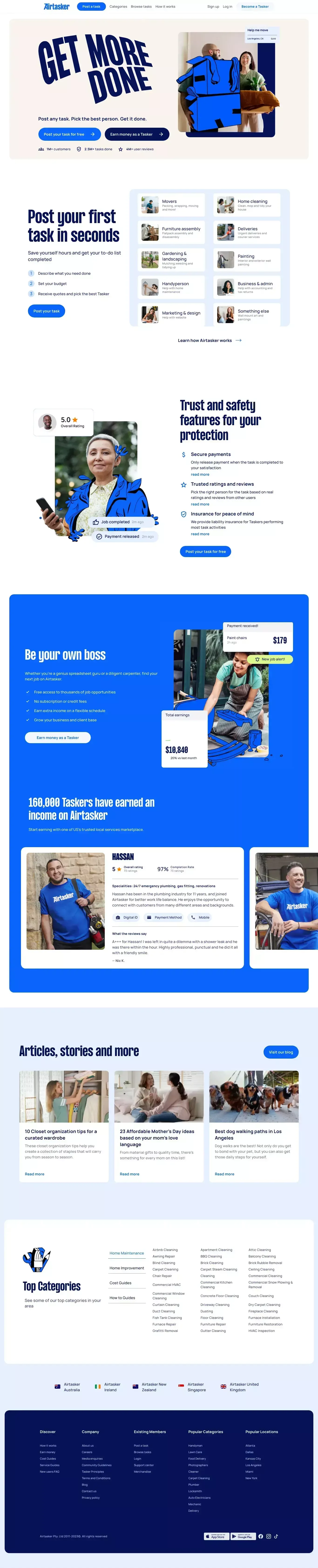 Hire skilled people & earn extra money today on Airtasker.com/us | Airtasker US - Landing design