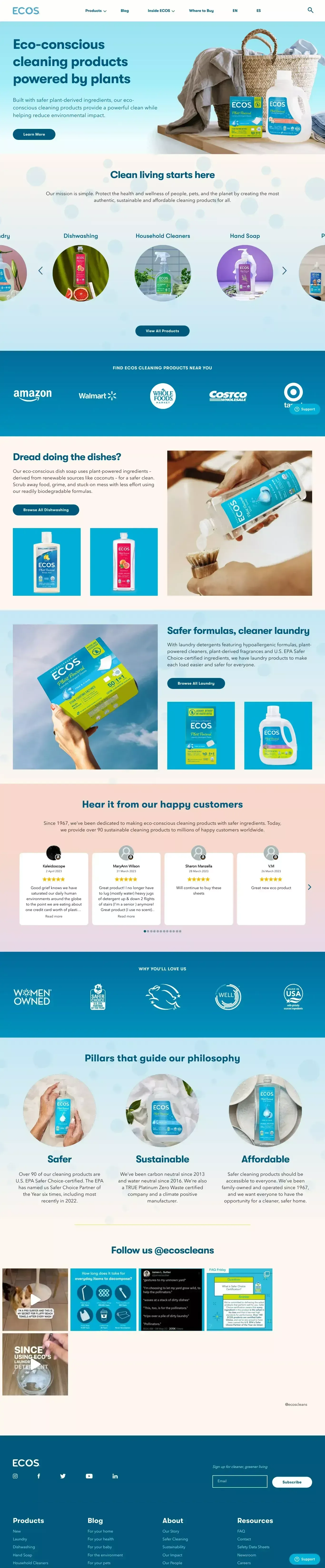 Eco-Conscious Cleaning Products For More Sustainable Cleaning | ECOS® - Ecommerce design
