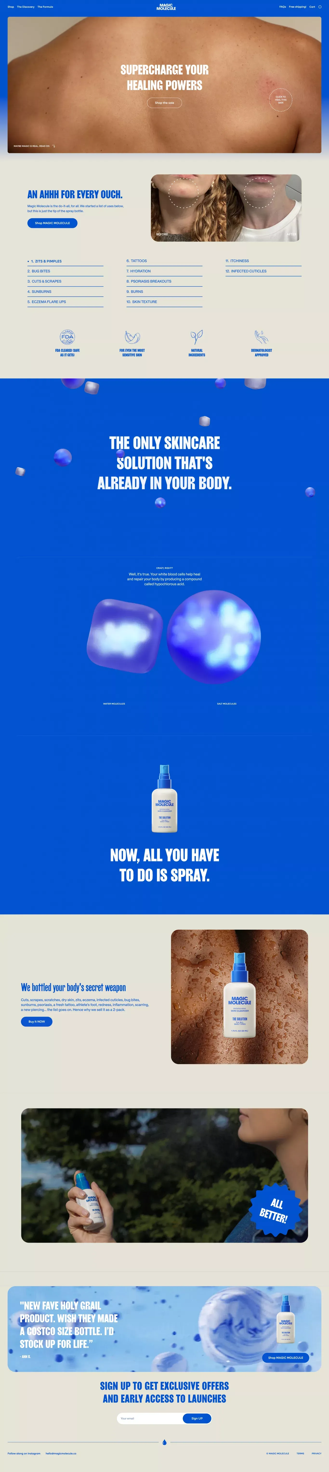 Magic Molecule | The magical all-over healing solution - Landing design