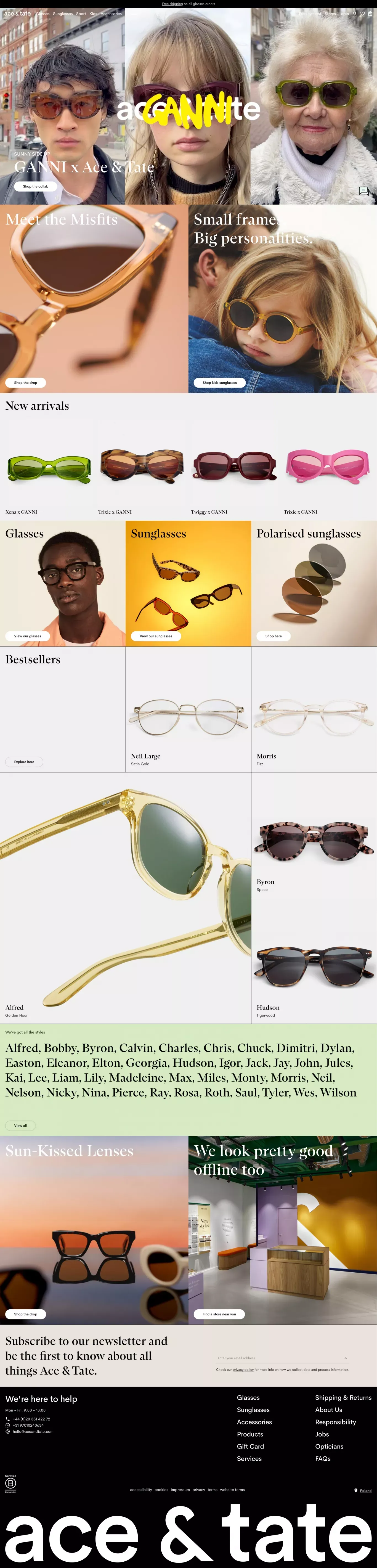Quality Prescription Glasses from â¬110 | Ace & Tate - Ecommerce design