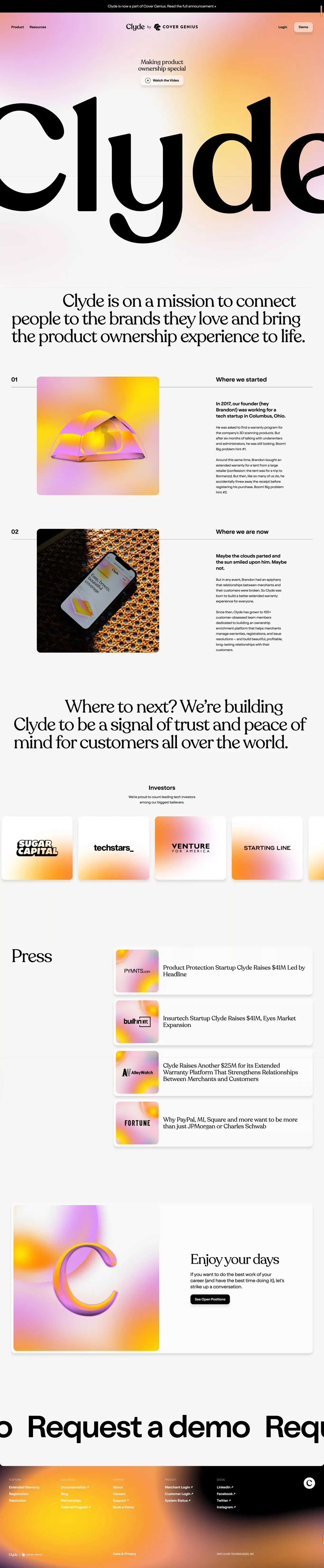 Clyde is rethinking the post-purchase experience | Clyde - About Us  design