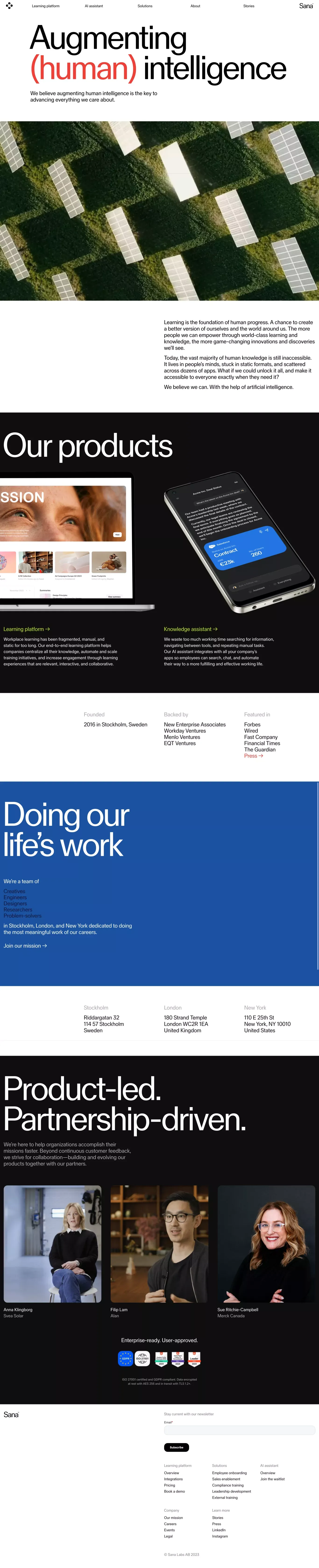 Personalized, collaborative learning | Sana Labs - About Us  design