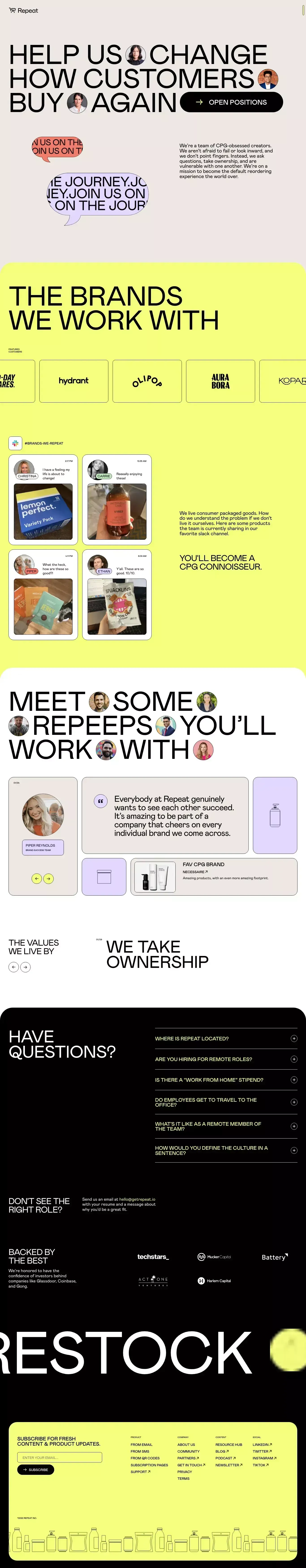 Repeat | Company - About Us  design