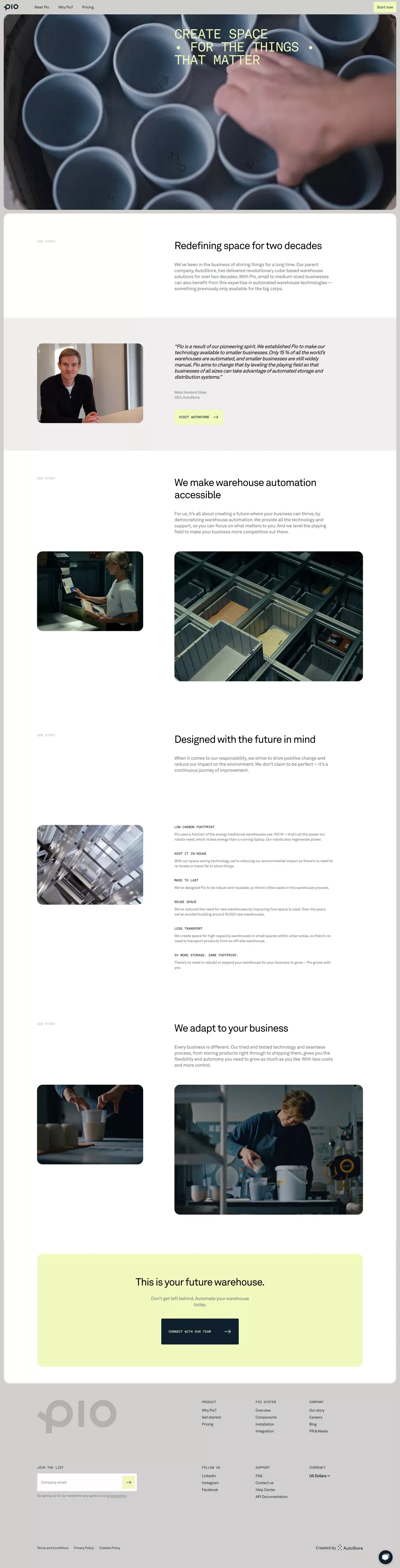 Pio© | Warehouse Automation - Our Story - About Us  design