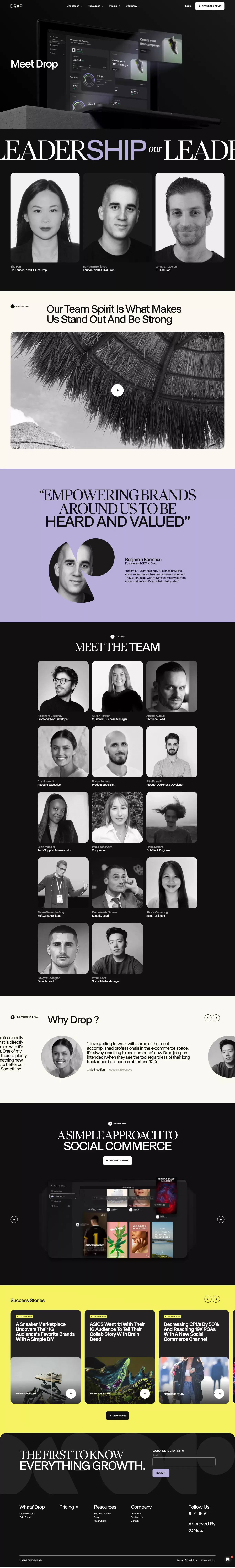 Meet Drop - Our Story - About Us  design