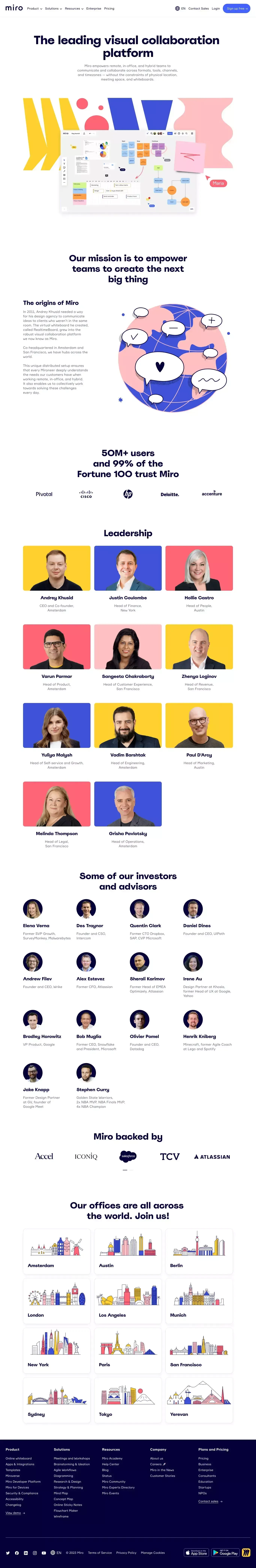 About Miro | Meet the team | Our mission - About Us  design