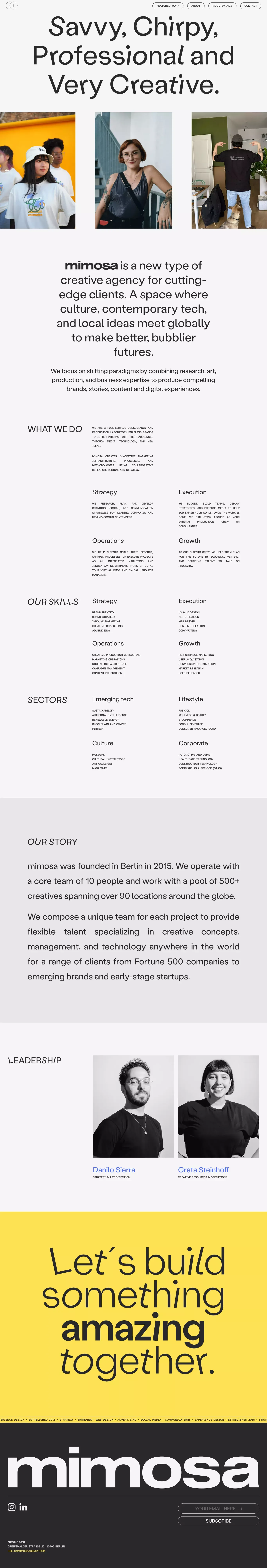 About mimosa - Brand consultancy and creative agency - About Us  design