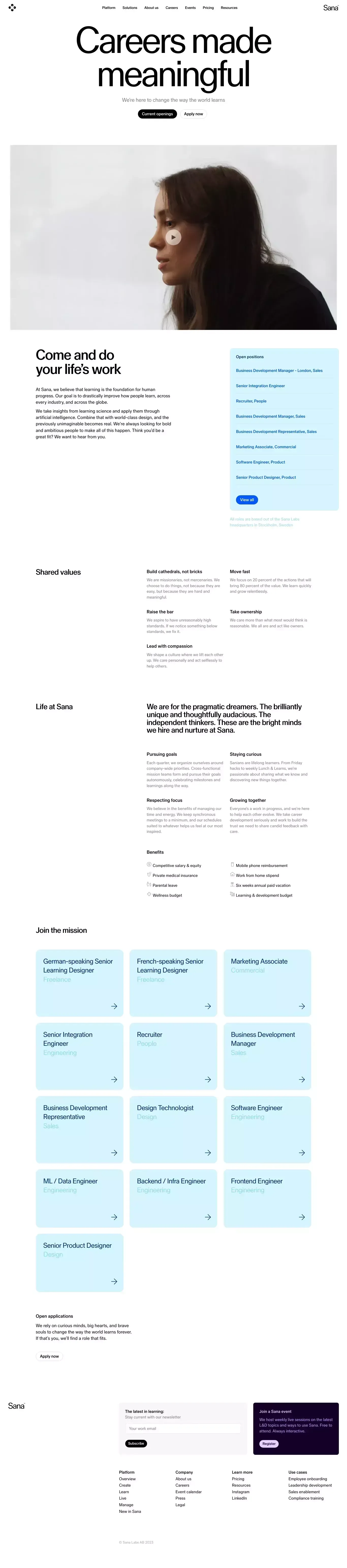 Careers made meaningful | Sana Labs - Career design