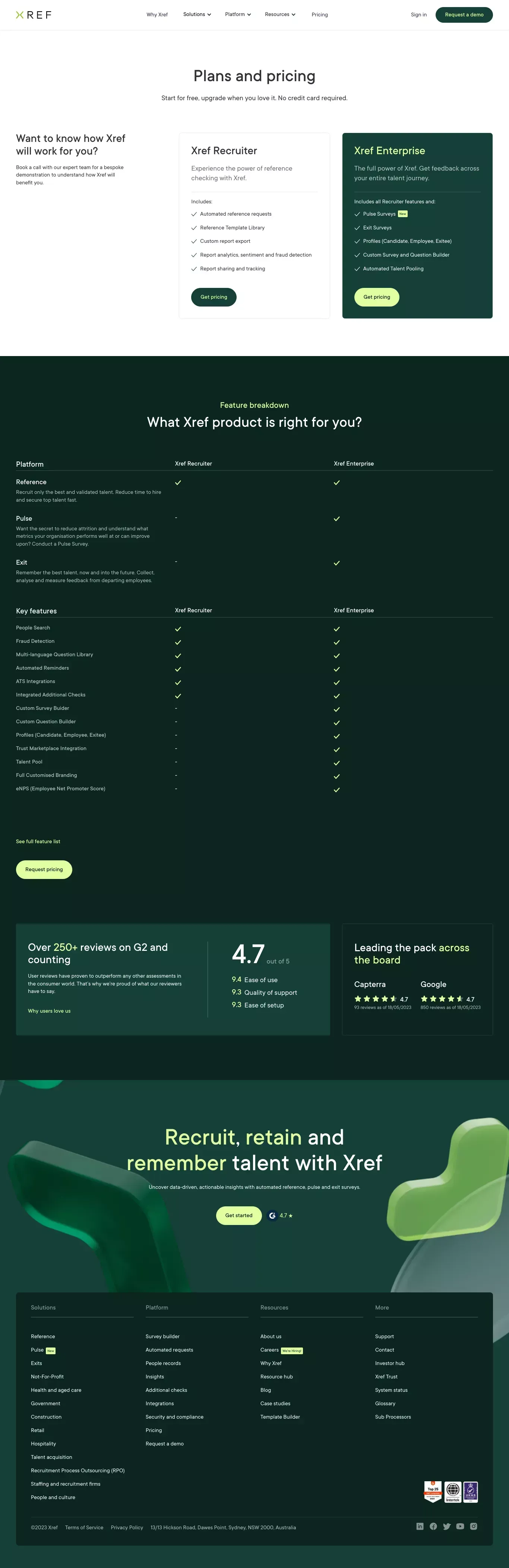 Xref | Get Pricing - Pricing design