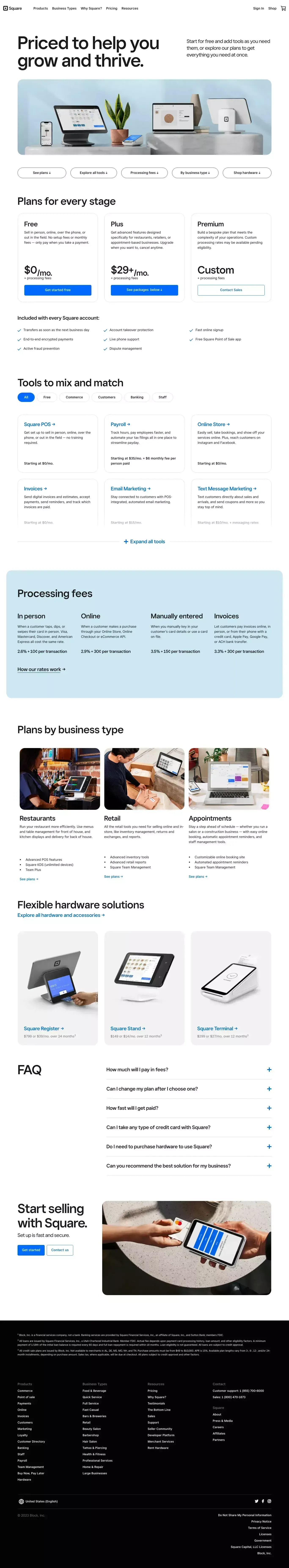 Square Processing Fees, Plans, and Software Pricing - Pricing design