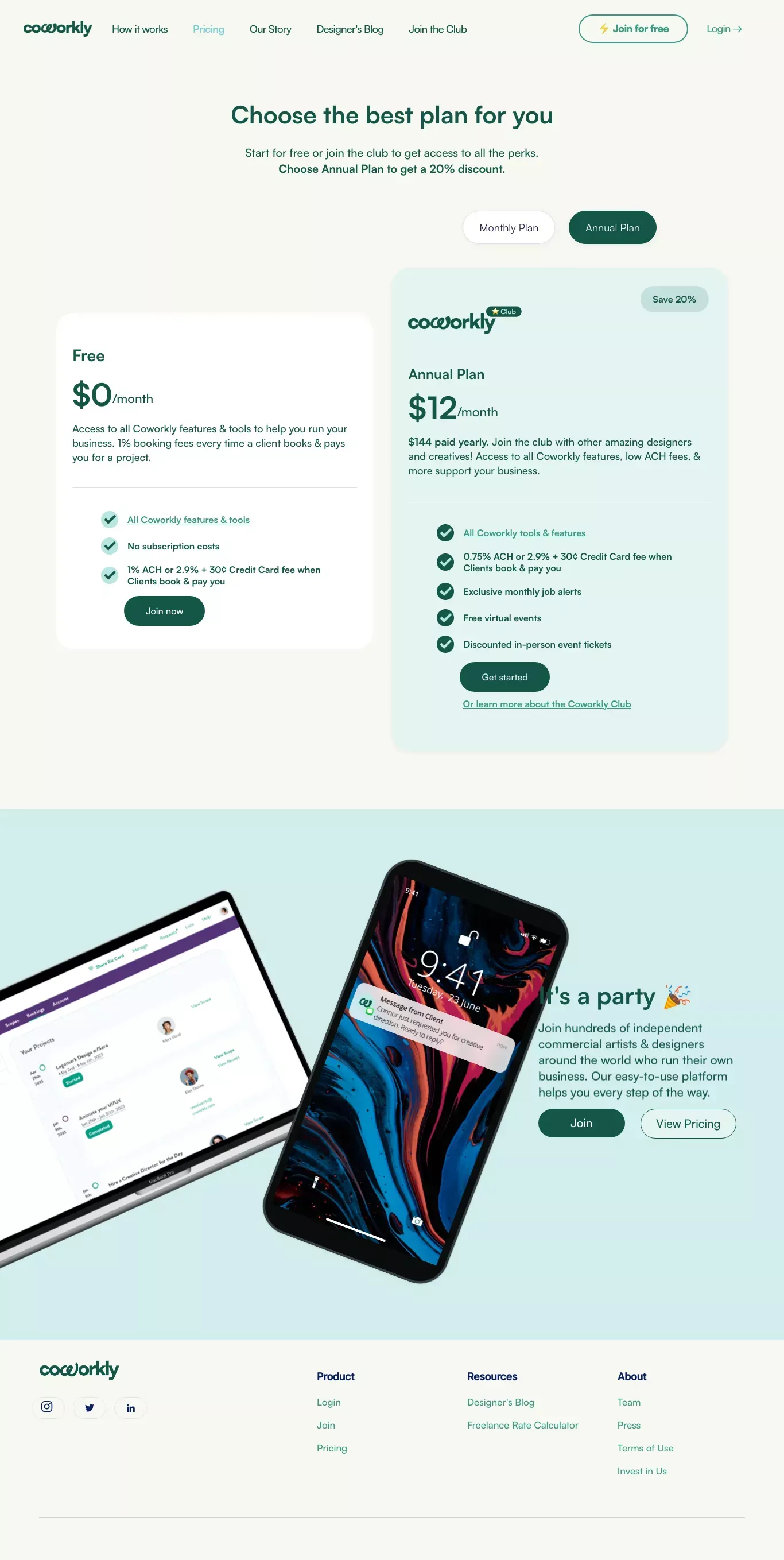Pricing :: Coworkly - Pricing design