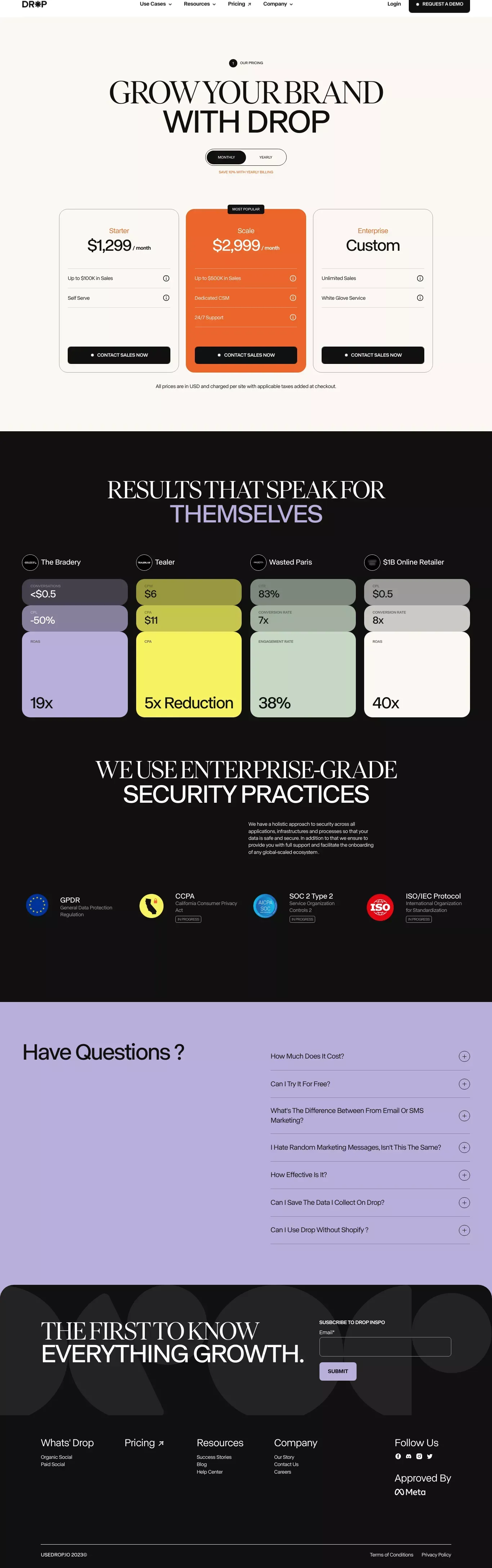 Drop - Pricing - Pricing design