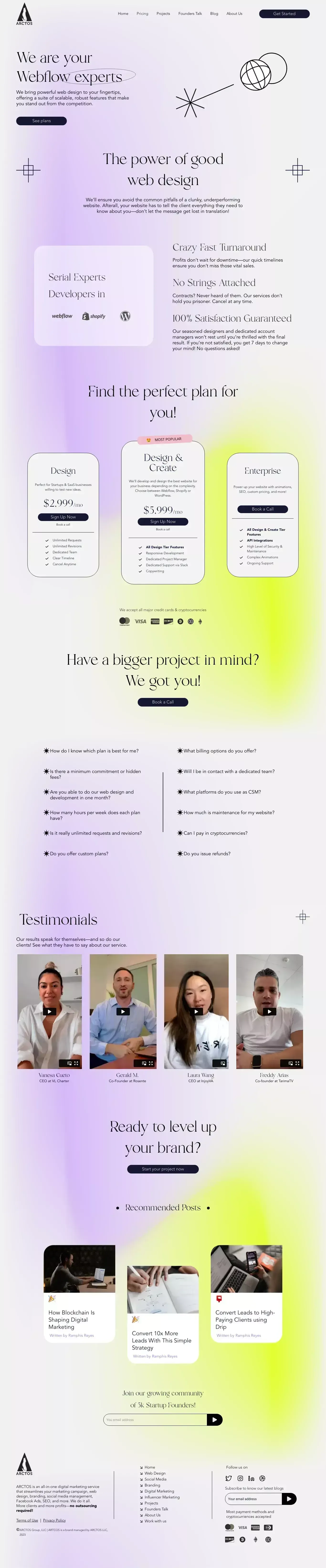 ARCTOS - Digital Marketing Agency - Pricing design