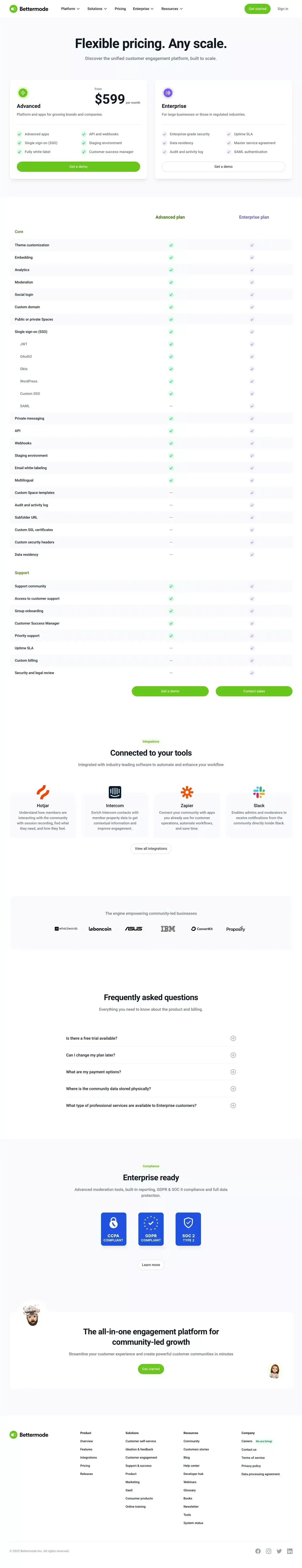 Plans and Pricing | Bettermode - Pricing design